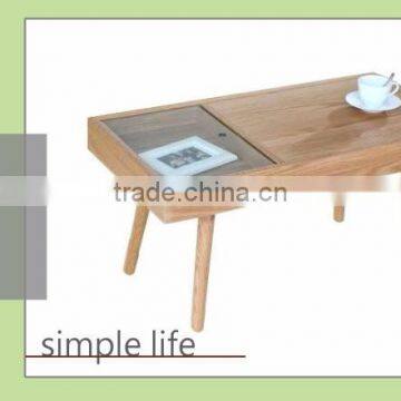 High Quality Living Room Furniture Side Modern Wooden Glass Coffee Table photo-4