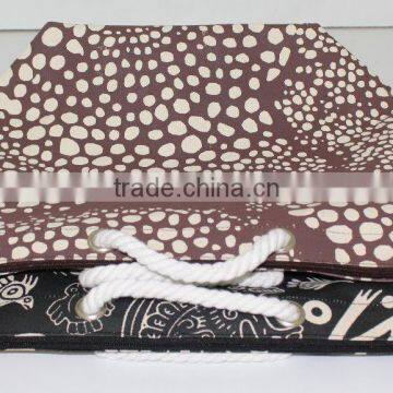Twisted Rope Handle Nature Print Bag - From India - Made From Laminated Canvas photo-5