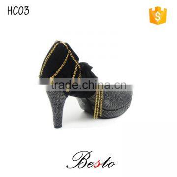 Hot sale vintage black chiffon heel condom with chain