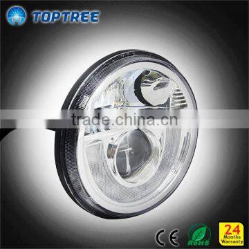 DOT E-mark 7 " H4 Head Light With Haol and DRL 7 Inch Round CREA Black LED Projector Headlight for Jeap JK TJ LJ CJ Defender photo-2
