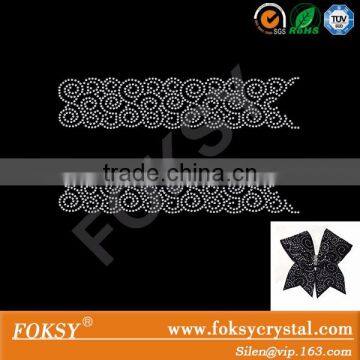 Customized cheer bow strip pattern bling design rhinestone iron on transfer designs