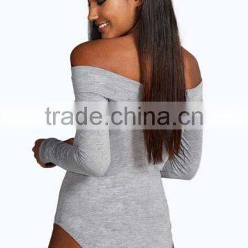 Professional Manufacture Factory Supply Bardot Neckline Long Sleeve Bodysuit Women photo-2