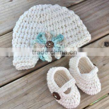 Hot Sale Autumn Winter Baby Toddler Crochet Wool Shoes Set Cute Style Infant Hand Knit Shoes photo-2