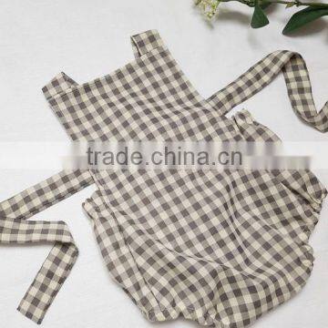 Gingham Design Infant Girl Romper Baby Cotton Frocks Bodysuit Wholesale Baby Clothing