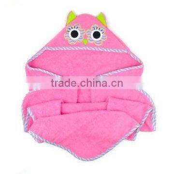 Kids Pink Owl or Blue Monster Baby Hooded Towel and Wholesale Children Poncho Hooded Towel photo-2