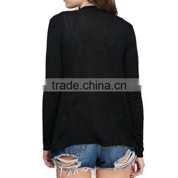Elegant Asymmetrical Hem no Button Knit Cardigan With Open Front photo-2