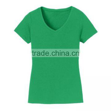Fancy Design Plain Color Wholesale Blank Fitted V-neck Lady T-shirt photo-2