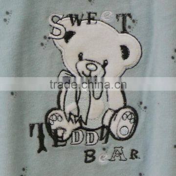 Fall and Winter Season Velour Baby Footie Romper With Animal Patch and Embroidery photo-2