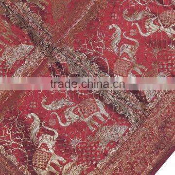 Elephant Maroon Zari Brocade Cushion Cover - Beautiful Stylish Decorative Euro Sham 26" photo-3