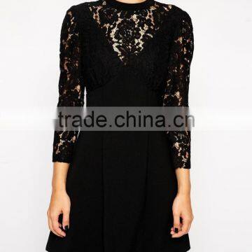 A-Line Dress With Lace Insert photo-3