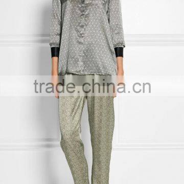 2017 Newest Arrive All Over Printed 100% Silk Comfortable Sleep Wear