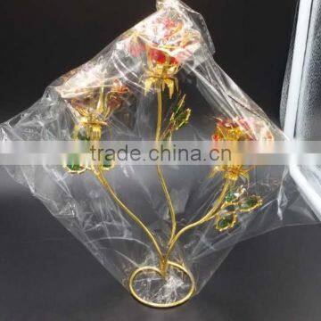 Artificial Golden Rose Crystal Flower for valentine's day