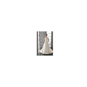 Square Neckline Simple A - Line Cathedral Train Wedding Dresses with Trains / Bridal Gown