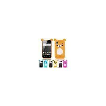 Yellow / Pink Silicon raw material bear design iphone 4 soft case cover for iPhone 4G/4S