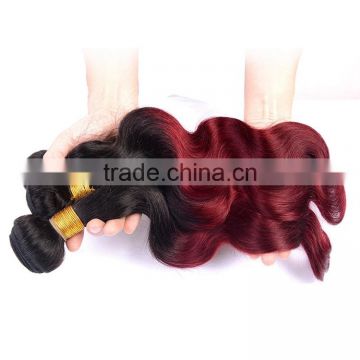 Wholesale Cheap Ombre Peruvian Hair Weave Bundle Burgundy 1B 99J Peruvian Body Wave Red Ombre Hair Extension