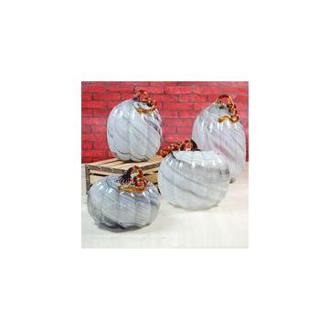 Wholesale Halloween Decorative Grey Glass Pumpkin for Decoration