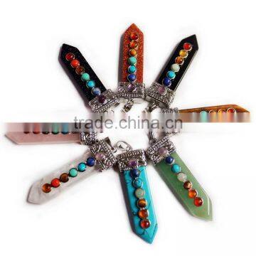 Sword Chakra Agate Gemstone Beads Mixed Crystal Pendant For Jewelry Diy