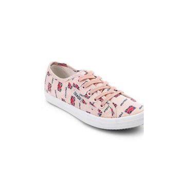 Light Pink Sweet Girl Style UK Flag Canvas Low Top Sneakers