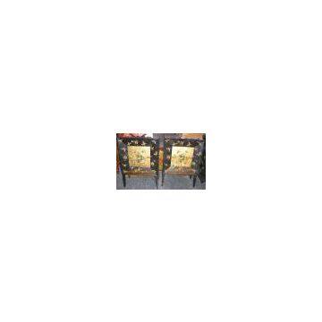 Chinese Furniture, Lacquer 5 Drawer Bedside Table(Black Background)