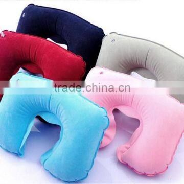 ECO - friendly 5 solid colors flocking inflatable neck pillow