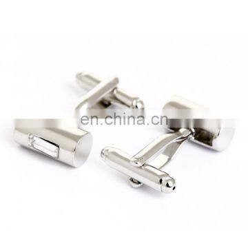 Crystal Inlaid Cylinder Fashion Brand Silver Cufflinks for Mens photo-3