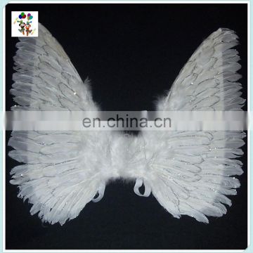 Party Fancy Dress Childrens White Glitter Feather Angel Wings HPC-0838