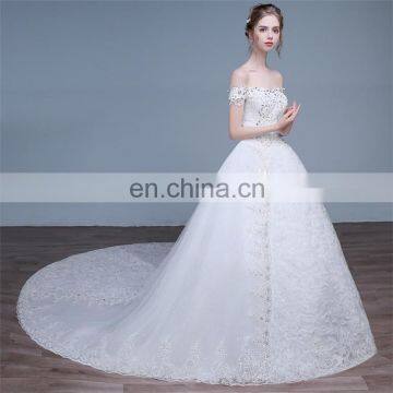 HS1626 2017 Long Train Puffy Bridal Ball Gown Sequined Embroidery Crystal Wedding Dress From China photo-2