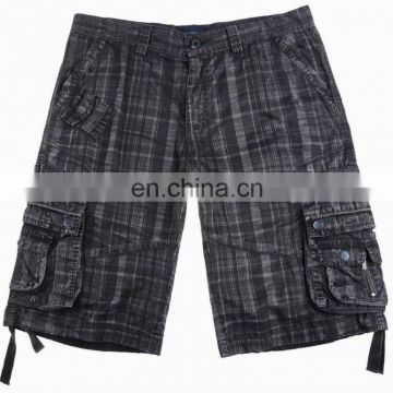 Mens button fly check shorts