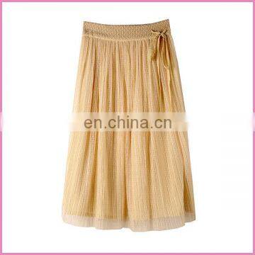 Gauze Long Skirt With Elastic Strap Beautiful 2layers Girl Skirt photo-2