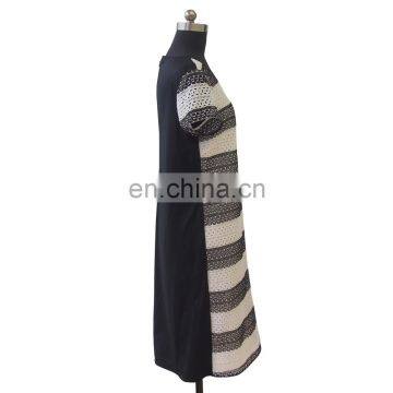2016 Latest Fashion Black and White Embroidery Lace Ladies Dress photo-3