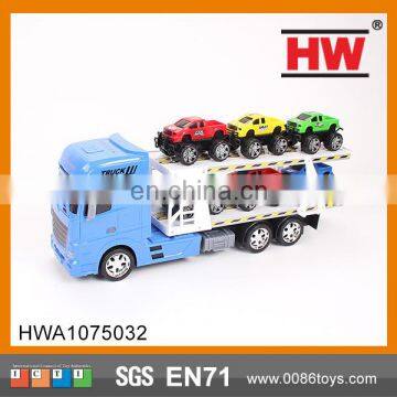 Hot Sale 45CM plastic Friction truck with light and music trailer 6pcs F/W cars plastic toy truck