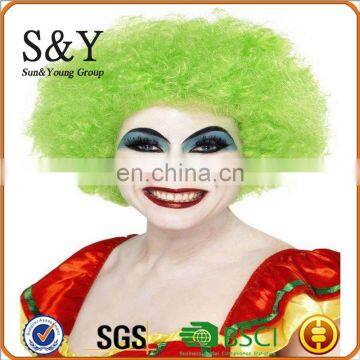 Party Accessory Green Color Curly Clown Wig For Halloween Party