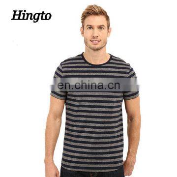 Men cool and casual red and black horizontal wide stripes t-shirts wholesale