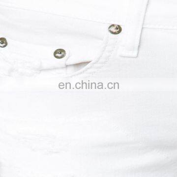 White Tencel Cotton Blended Tear Effect Tight Jeans photo-6
