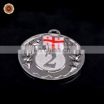 WR Quality Metal Custom Awards Medal Wholesale Silver Plated Medal with free Ribbon