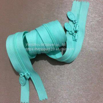 TXT brand #5  Plastic Zipper with normal teeth Three puller  Open End high quality and low price  garment accessories