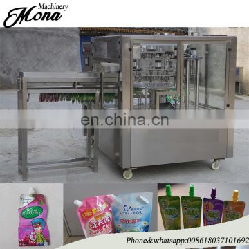 Cheer Pack filling machine / Corner Spouted Pouch filling capping machine / Zipper Spout Pouch filling machine for sale