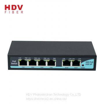 Hot Selling 6 Port POE switch With 4*1000M POE Ports and 2*1000M Ethernet RJ45 Ports