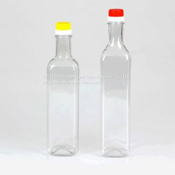 Olive Oil Bottle 500ML Square Thickened Drop-resistant Camellia Oil Bottle Sealed Non-leakage Plastic Wine Bottle PET Plastic Bottle