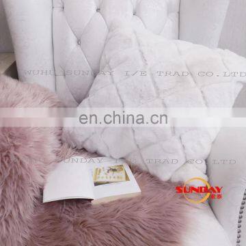 Faux Rabbit Fur Quilting Cushion ,Good Quality Fashion Sofa Chair Fake Fur Cushion