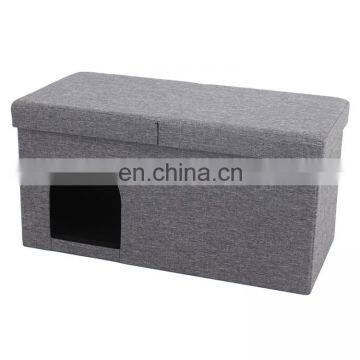 Customized Modern fashionable large size fabric folding ottoman for pet dog large grey bench