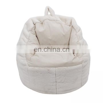 Customized White Round Bean Bag Comfortable Children Stool Pouffe Sofa Seating Bedroom Indoor Furniture