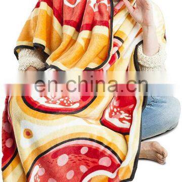 High Quality Fuzzy Pizza Shape Sublimation Blanket Funny Blankets photo-2