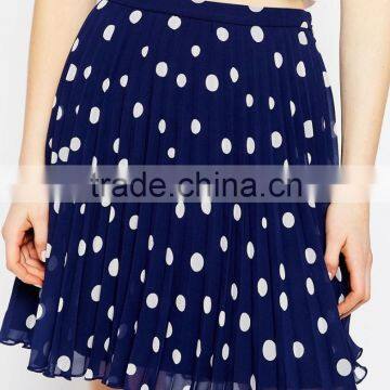 Summer Pleated Mini Skirt in Polka Dot . Custom Skirt, Women Clothes Guangzhou OEM,china Factory photo-3