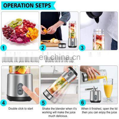 Metal 450ml 6 Blades Rechargeable Usb Juicer Cup photo-2