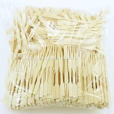 BAMBOO TWO-PRONG PARTY FORKS, Bamboo Forks Mini Food Picks Double Prong Cocktail Forks Blunt-end Forks for Banquet Catering Party, 3.5 Inches