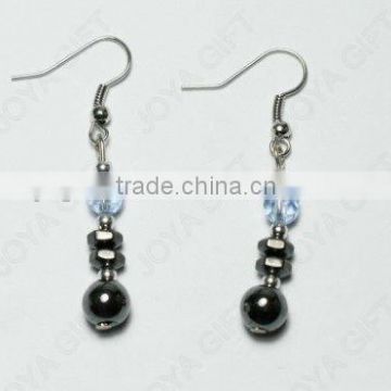 Fashion Hematite Crystal Beads Earring;hematite beads and silver color earring findings hematite earrings 2pcs/set