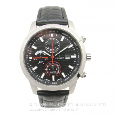 Titanium Case Genuine Leather Strap Fashion Man Watch Multi-function Watches photo-5