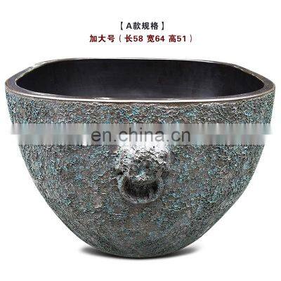 Antique rectangular bronze chinese garden style ceramic flower plant pots wholesale