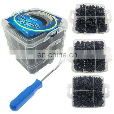 625 piece automatic fastener clips hybrid body push pin rivets bumper door tirm panel retainer fastener kit